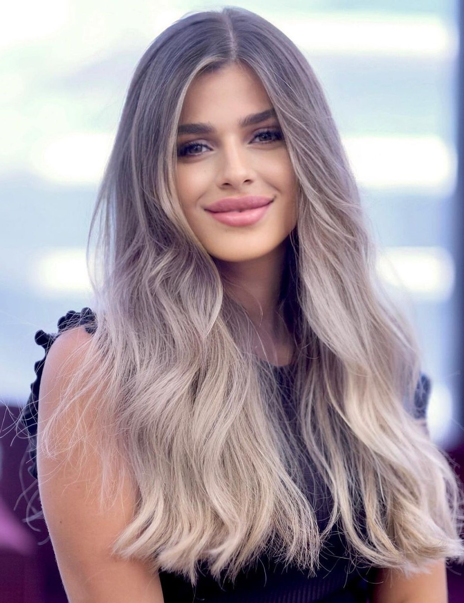 Long Ash Blonde Hairstyle with Blunt Ends