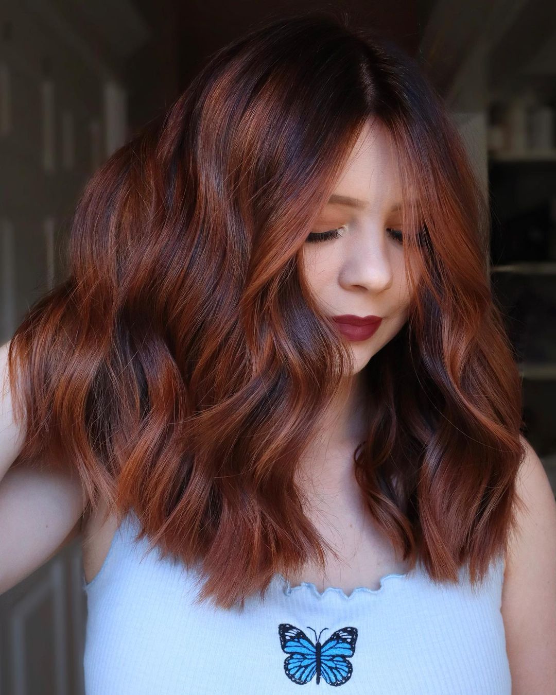 Dark Hair with Dimensional Auburn Highlights